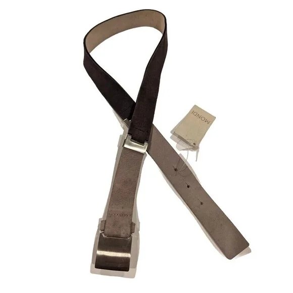 Vintage 80s Deadstock Mondi Two-tone Suede‎ Belt NWT Small Silver Accents Chic