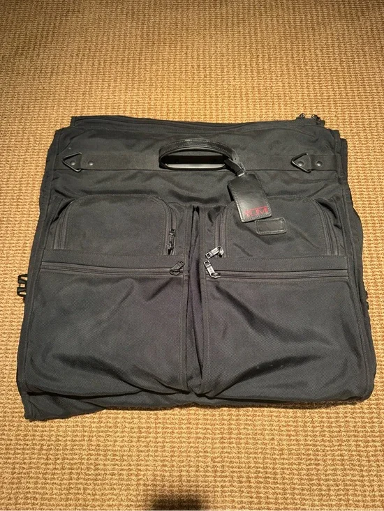 Tumi Black Foldable Garment Bag with Dual Front Pockets