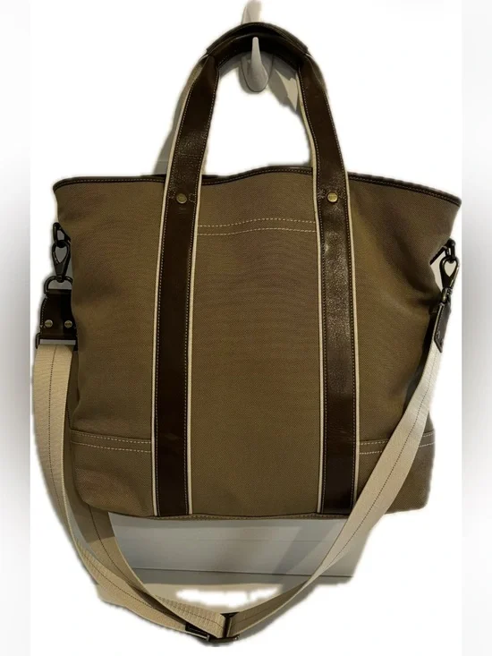 Coach RARE Leather Trim 2 Way Canvas Boat Tote/ Weekend Bag/ Work Tote