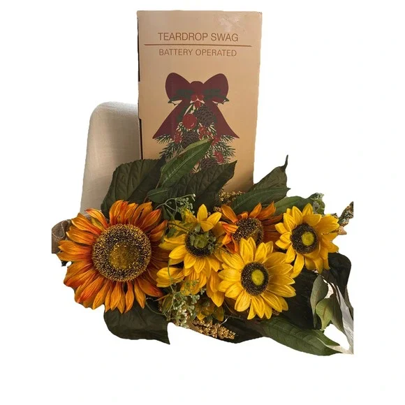 Yuletide Artificial Sunflower Teardrop Swag Simple Adornment Elegant Fall Autumn