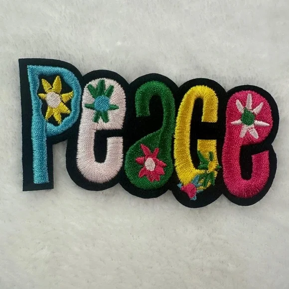 Peace Floral‎ Patch Unisex OS Multicolor New Embroidered Iron On Boho