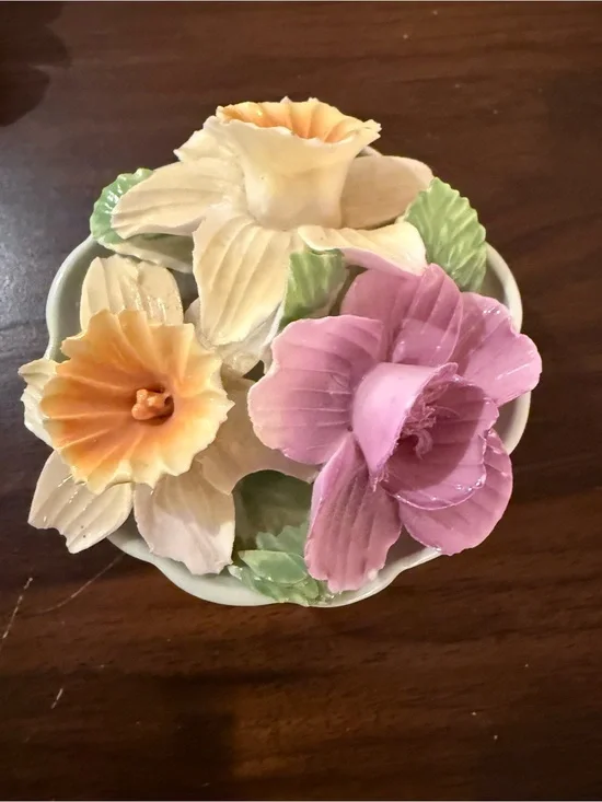 thor Porcelain Floral Bowl in Pink, Yellow and Cream