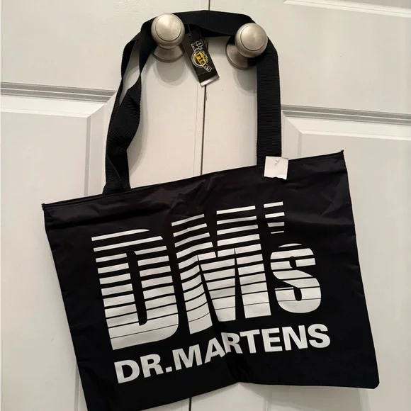 NWT Dr. Martens Black Tote Bag with White DMS Logo & Zipper