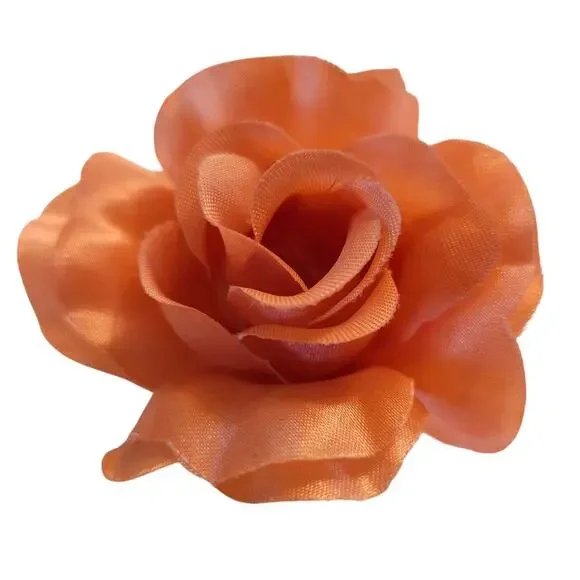 105 Peach Color Satin Rose Head Lot Open Roses Buds Stemless Wedding Craft Decor