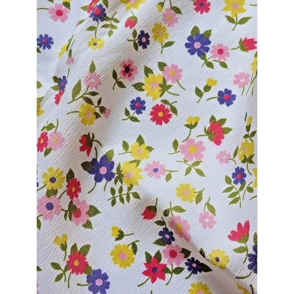 Vintage 1960's Cute Cherry Floral Crepe Fabric Multicolor Daisy Retro 45