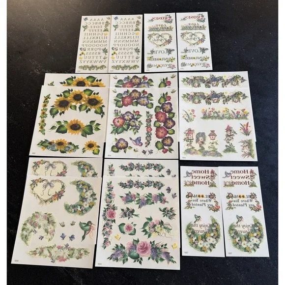 Plaid FolkArt Rub‎ On Transfers 2001 Farmhouse Floral Sunflower Lot