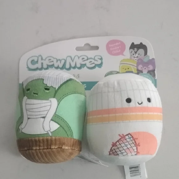 Squishmallows Chew Mees Green and White Dog Toys