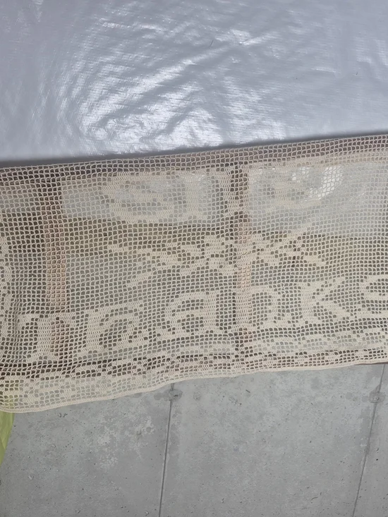 Handmade Beige Crochet Lace Table Runner Give Thanks
