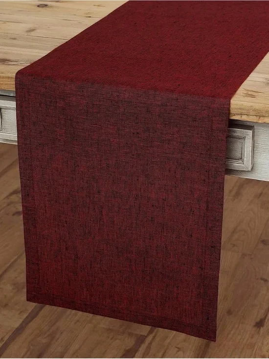 Solino Home 100% Pure Linen Table Runner 14x36 Athena Red Garnet New