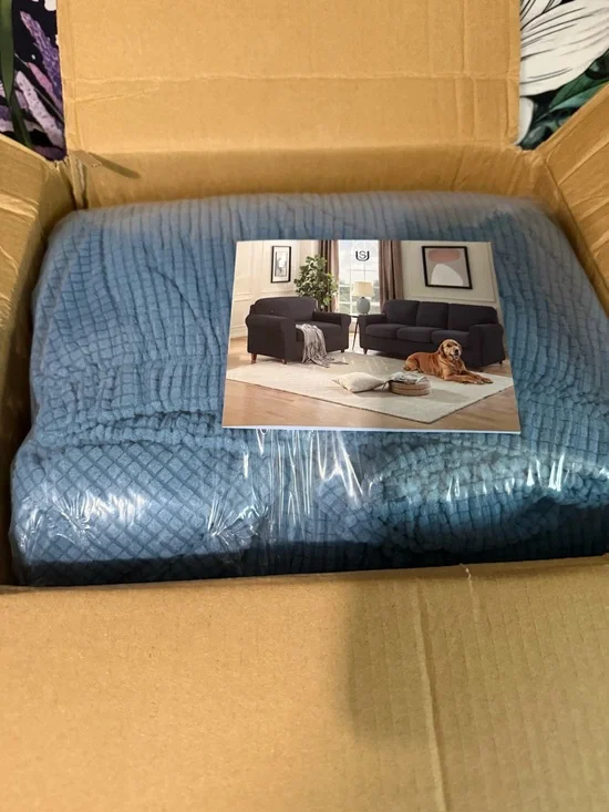 Blue 5-Piece Stretch Loveseat Slipcover Set | Soft Washable Couch Cover | New
