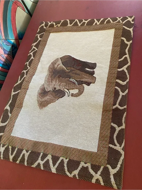 Elephant tapestry side table pad and protector
