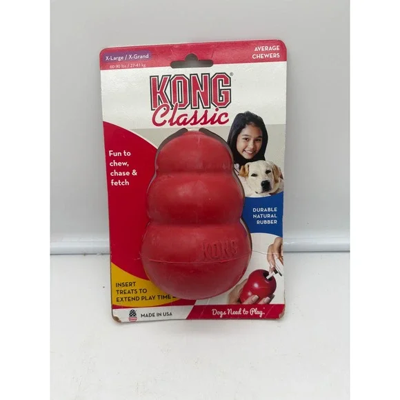 KONG Classic Dog Toy X-Large XL Red Durable Rubber Chew Fetch Toy 60-90 lbs NEW