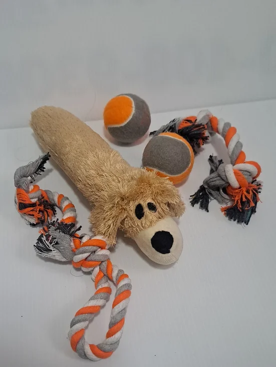 Plush Dog Rope Toy Set With 2 Fetch Balls