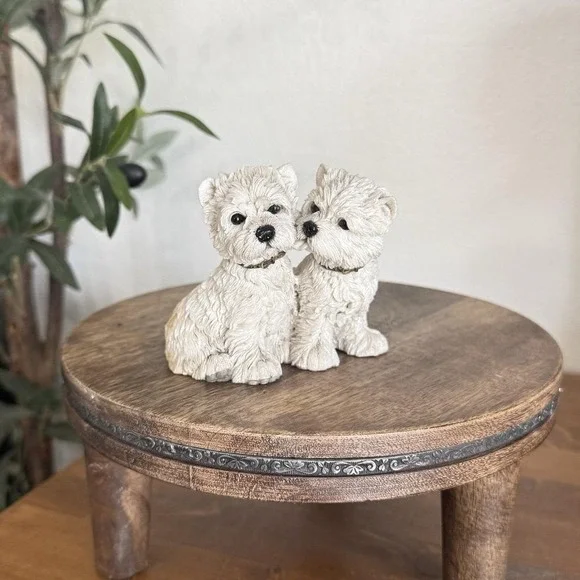 VTG 1997 Barkers West Highland Terrier Dogs Puppies Resin Figurine Snowy&Frosty