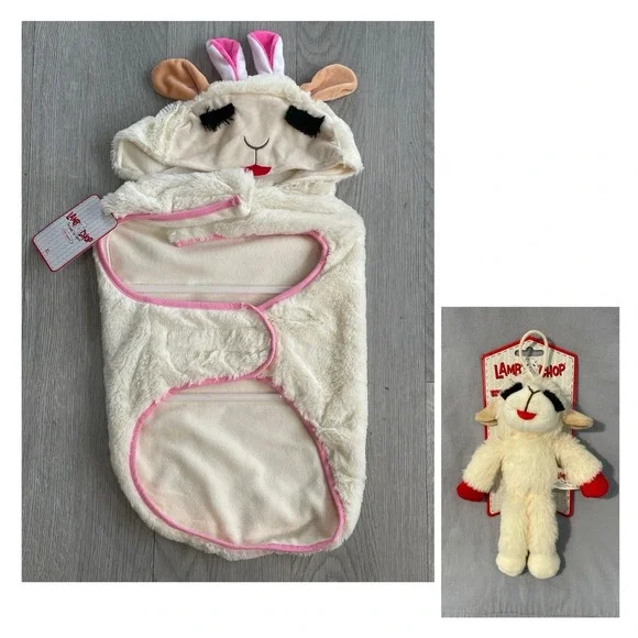 NEW Cute Lamb Chop w/ Bunny Ears Fluffy‎ Dog Costume & Squeak Toy - Size XL