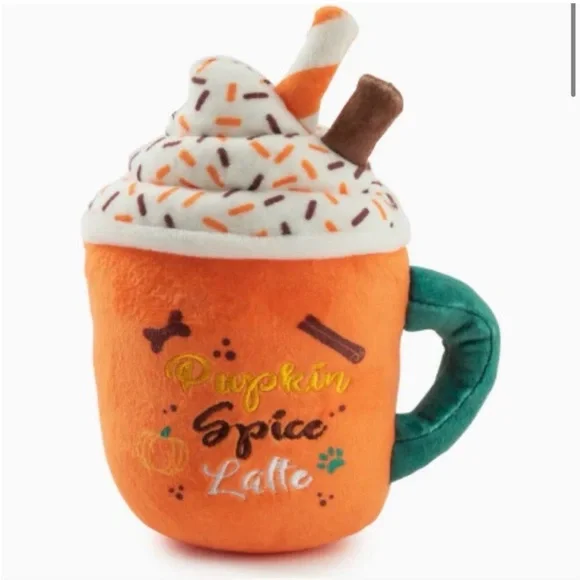 Plush Pumpkin Spice Latte Mug Toy - Orange & Green
