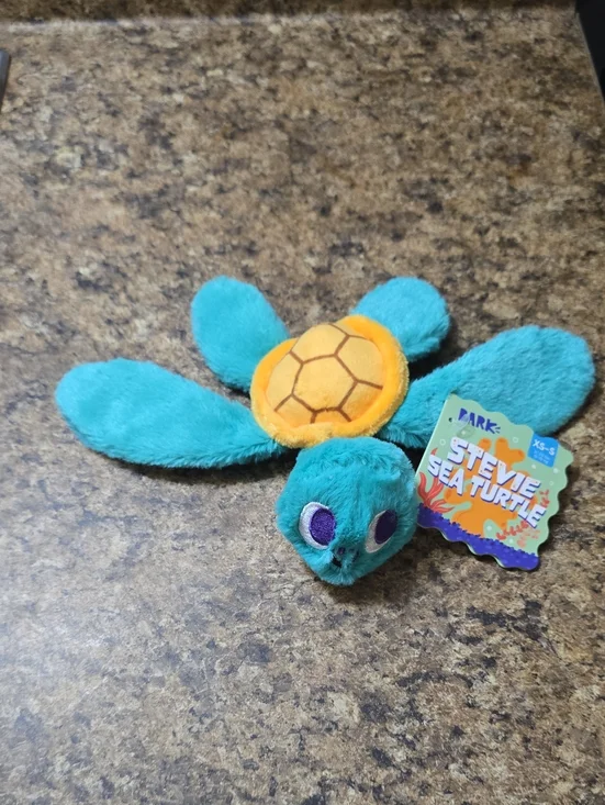 Bark Teal and Orange  Stevie Sea Turtle Plush Dog Toy NWT XS-S 0-20 Pounds