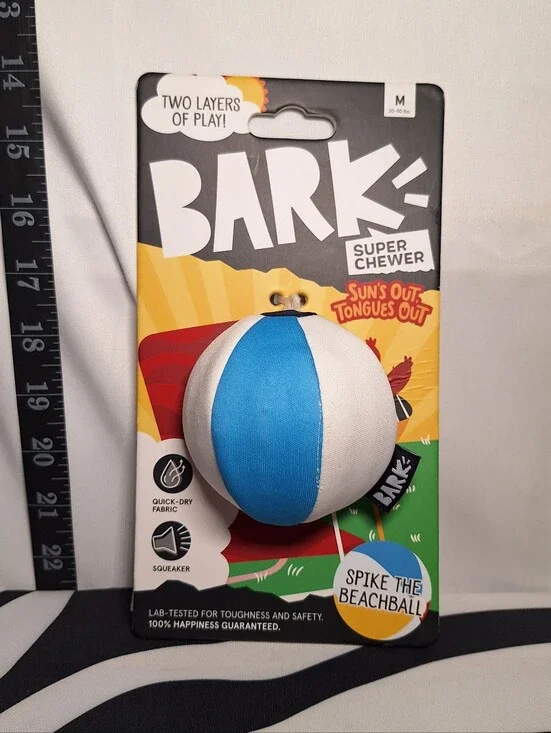 NWT Bark Super Chewer Spike The Beachball Dog Toy M