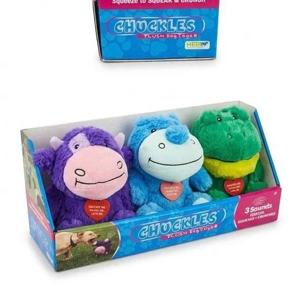 CHUCKLES Plush Dog Toys 3-Pack