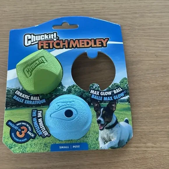 CHUCK IT! THE WHISTLER BALL Erratic Ball DOG TOY SMALL 2 INCH DIAMETER 2 PACK