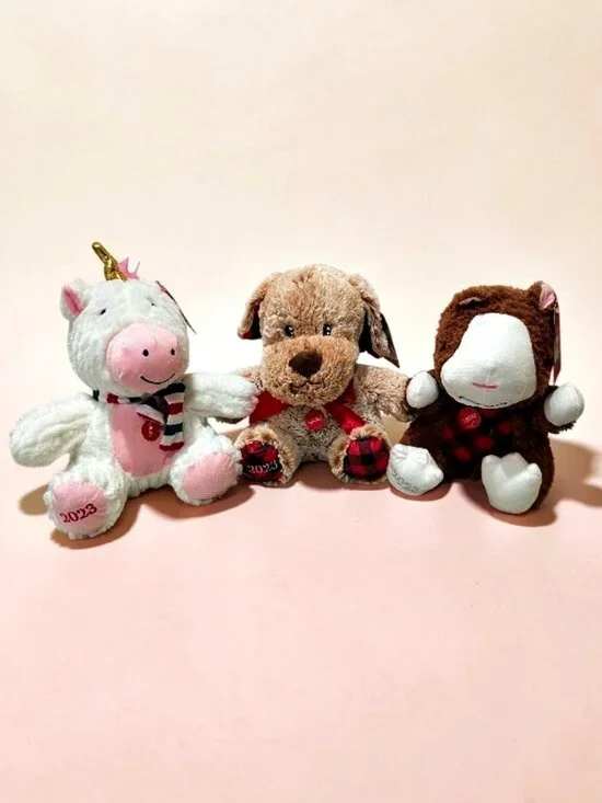 PetSmart Lot of 3 Plush Squeaks - Dog Chance Unicorn Bliss Hamster Hope 2023 NWT