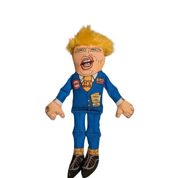 Fuzzu Donald Trump Political Parody Squeaky Dog Toy Blue Suit Satire Plush