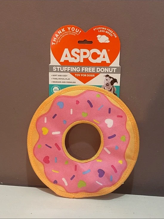 ASPCA - Pink Frosting Donut Dog Toy Stuffing Free