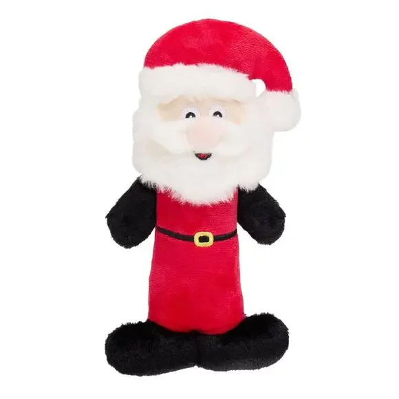 Merry & Bright Nice & Noisy Santa Dog Toy‎ Red Squeaky Thrash Plush Toss Shake