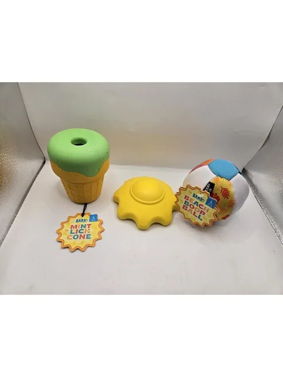 BARK BarkBox Large Dog Toys Lot Mint Lick Cone Beach Boop Ball Sun Summer New