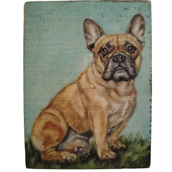 Primitives by Kathy French Bulldog Wood Sign Magnet Home Decor Gift 4.5