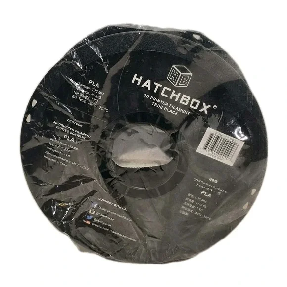 HATCHBOX PLA 3D Printer Filament NIP True Black‎ 1KG 1.75mm Maker Tech