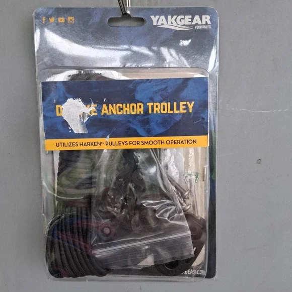 NIP YakGear Deluxe‎ Anchor Trolley Kit utilizes Harken Pulleys smooth operation