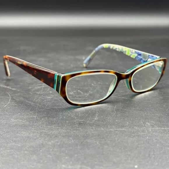 Vera Bradley Designer Reading Glasses Tortoise Blue Green Paisley Frame