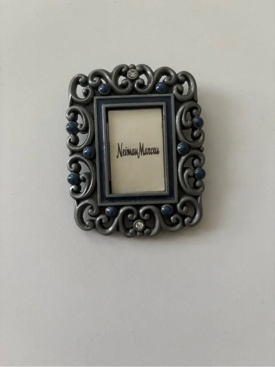 Neiman Marcus Silver Ornate Frame with Blue Accents