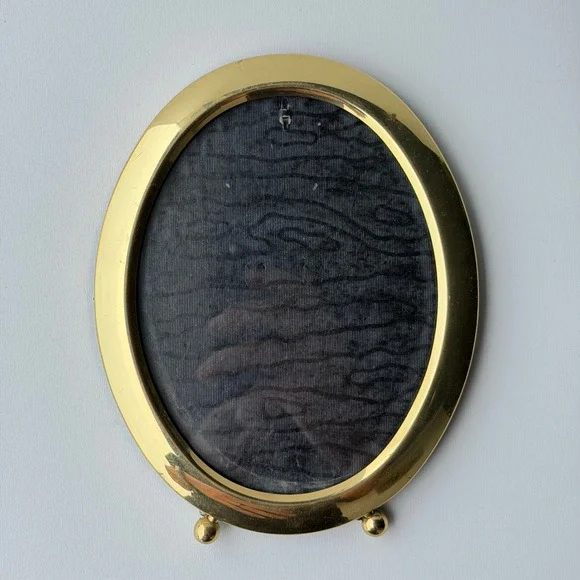 Vintage Brass Oval Picture Frame Gold 5x7 Old World MCM Gallery Art Deco