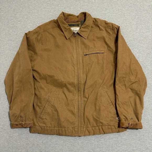 Abercrombie &‎ Fitch Mens XL Brown Canvas Fleece Lined Workwear Chore Jacket