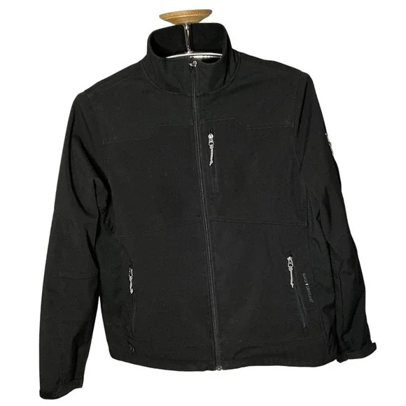 Black‎ Outdoor Double Diamond Softshell Jacket Mens L Water Resistant Workwear