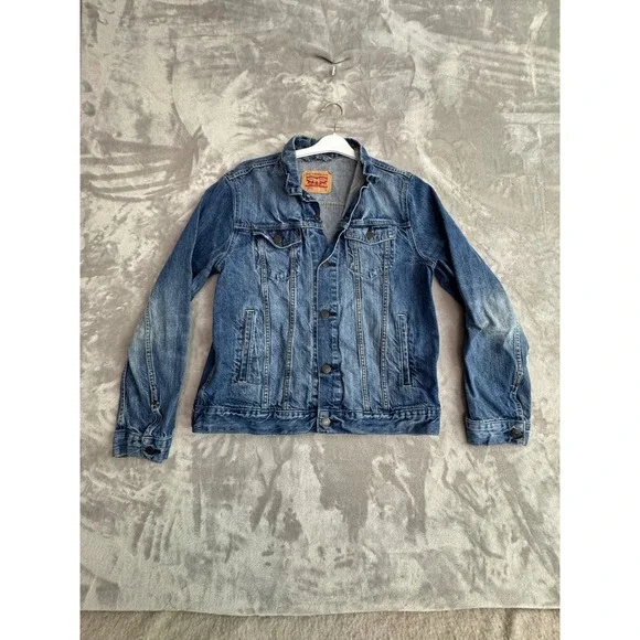 Levis 57511‎ Denim Trucker Jacket Mens XL Blue Medium Wash Button Up Coat