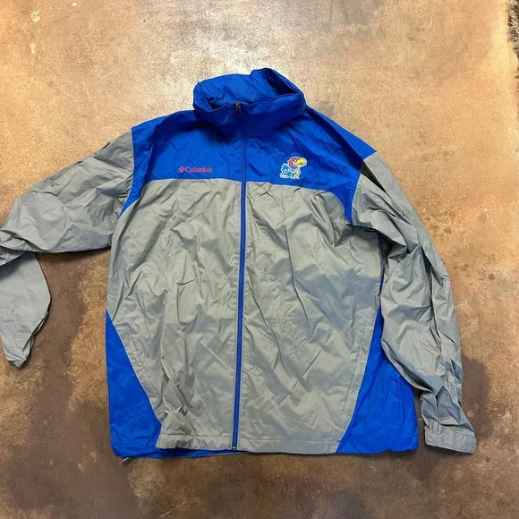 Columbia Windbreaker Jacket Kansas‎ Jayhawks Full Zip Lightweight XL