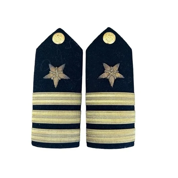 Vintage US Navy Commander Epaulettes Bullion Star WWII Era Dress Uniform boards