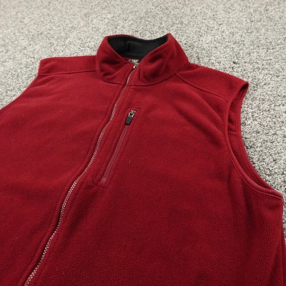 VTG LL Bean Vest Mens L Red Pile Fleece Zip Sweater‎ Jacket Coat Outdoors Hiking