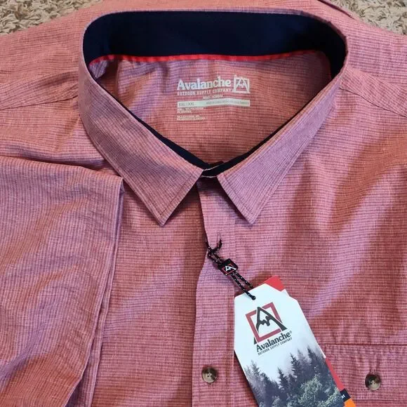 Avalanche Stretch Red Men Sz XXL Short‎ Sleeve Button Up Outdoor Supply Co