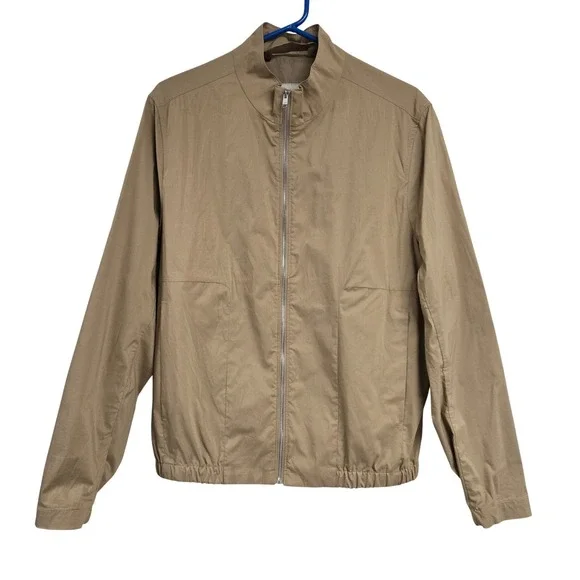 MNG Man Full Zip Bomber Jacket Mock Neck Tan Cotton Blend Mens‎ Size Medium