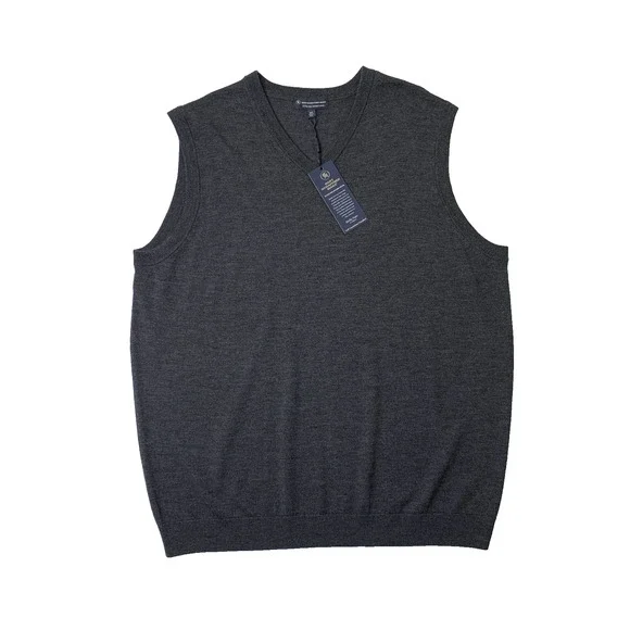 Hart Schaffner Marx Sweater Vest Mens 2XT Tall Grey Merino Wool Soft V Neck Golf