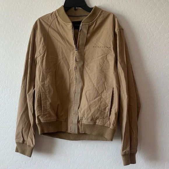Sean John bomber jacket men’s 100% cotton size large outdoors‎ brown utility tan