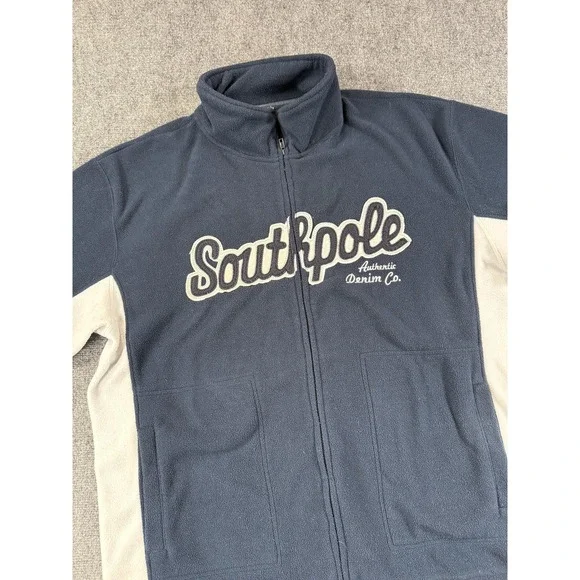 Southpole Fleece Jacket Mens XL Blue Gray Full‎ Zip Authentic Denim Co Outdoors