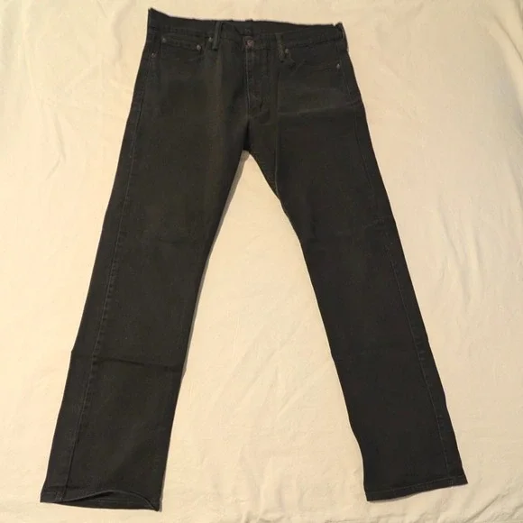 Levis 513 Slim Straight Jeans Mens 36x34 Black Denim Pants 00513-0691