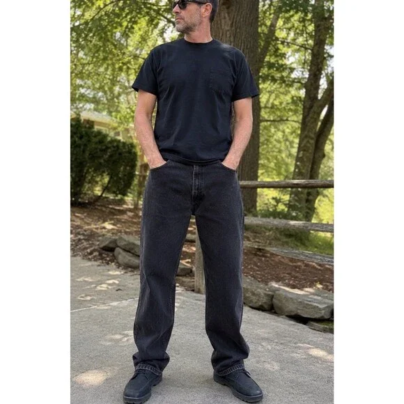 Vintage Levi's 545 LooseFit Jeans Black Denim Mens 45x30 7/2000 Y2K Discontinued
