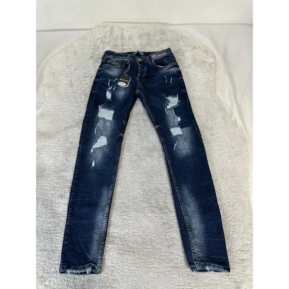 New Imperium Mens Distressed Ripped Skinny Jeans 31x34 Act 28x30‎