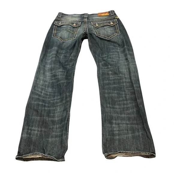 Azzure Love Life‎ Denim Jeans Mens 36 Blue Studded Y2K Baggy Straight Leg